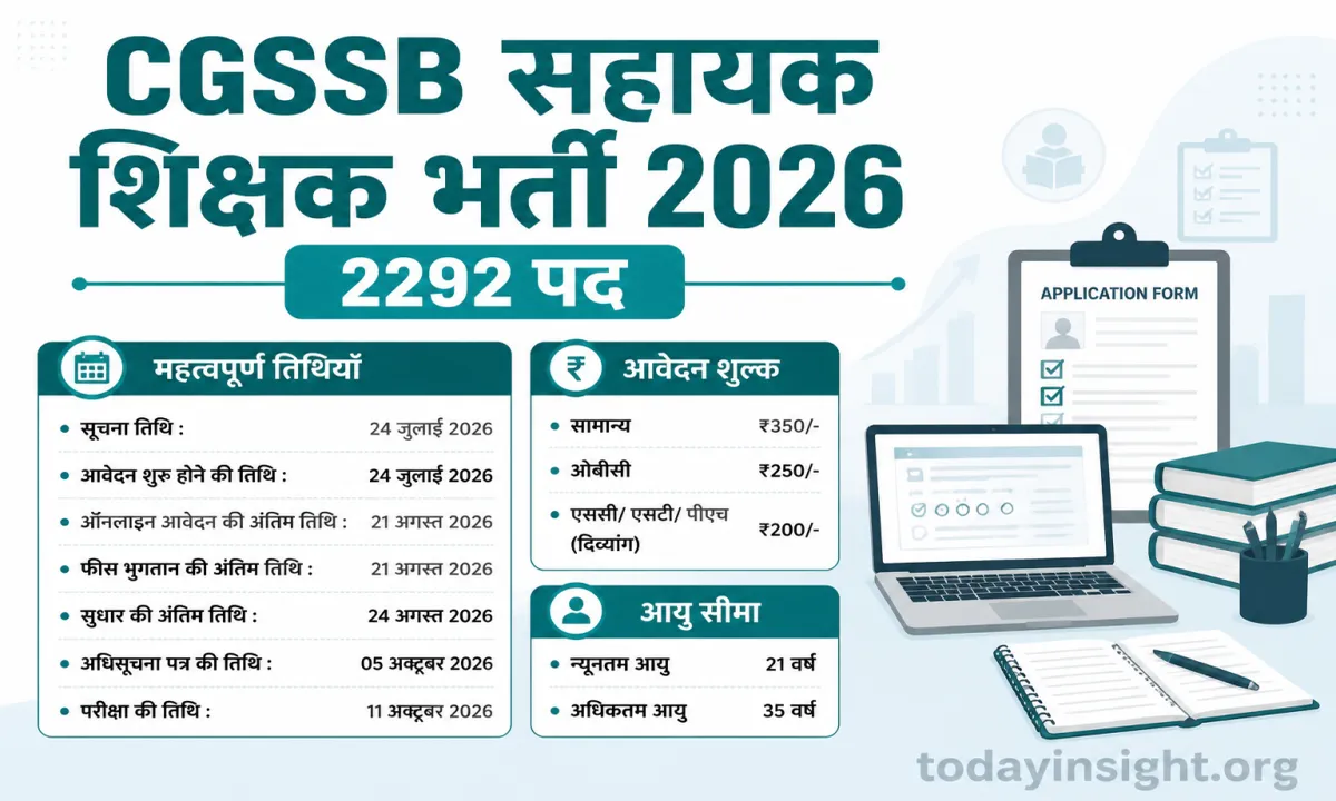 CGSSB Assistant Teacher Recruitment 2026